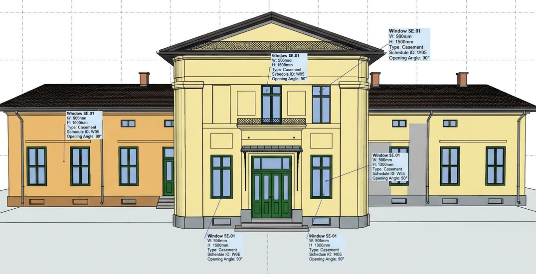 3D BIM modell épület tervezéshez és kivitelezés ellenőrzéshez